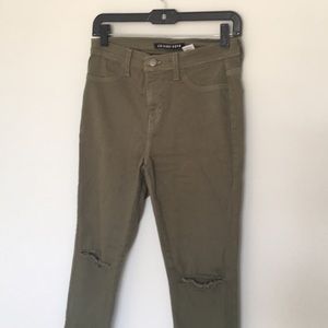 High rise dark green skinny jeans